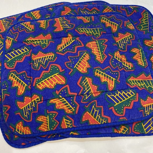 VTG Coming Home with Lands End 15x12 Placemats Christmas Tree Set of 4 - Picture 5 of 9